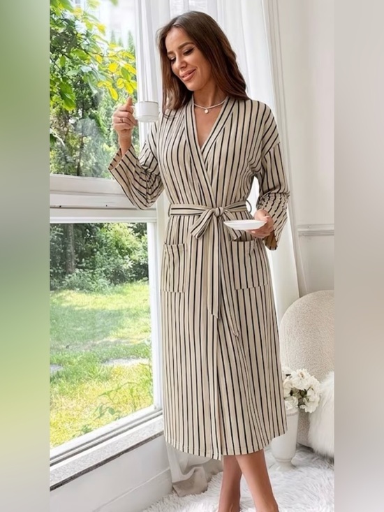 Temu Other - Lightweight Gauze Bathrobe Beach Cover Up Spa Robe Nightgown